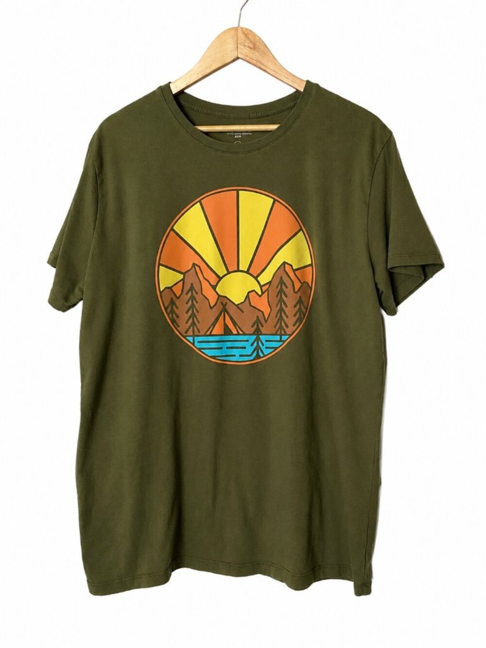 Goodfellow & Co Olive Graphic Tee Mountain Sunset Outdoors Shirt - Men's Size XL